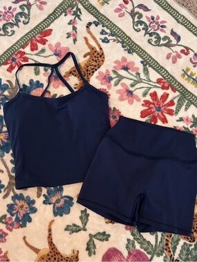 Women's Athletic High-Waist Shorts in Navy Blue